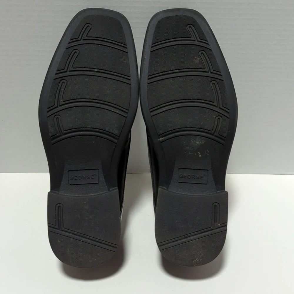 George Men's Slip On Sintetico Black Dress Shoes Size 8.5